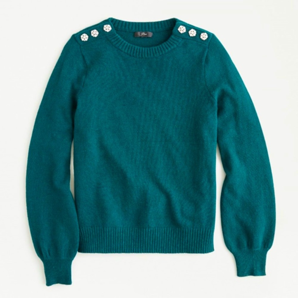 🆕 J. Crew Rhinestone Button Sweater Sz 2X